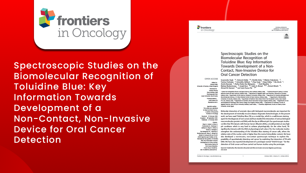 Spectroscopic Studies on the Biomolecular Recognition of Toluidine Blue: Key Information Towards Development of a Non-Contact, Non-Invasive Device for Oral Cancer Detection