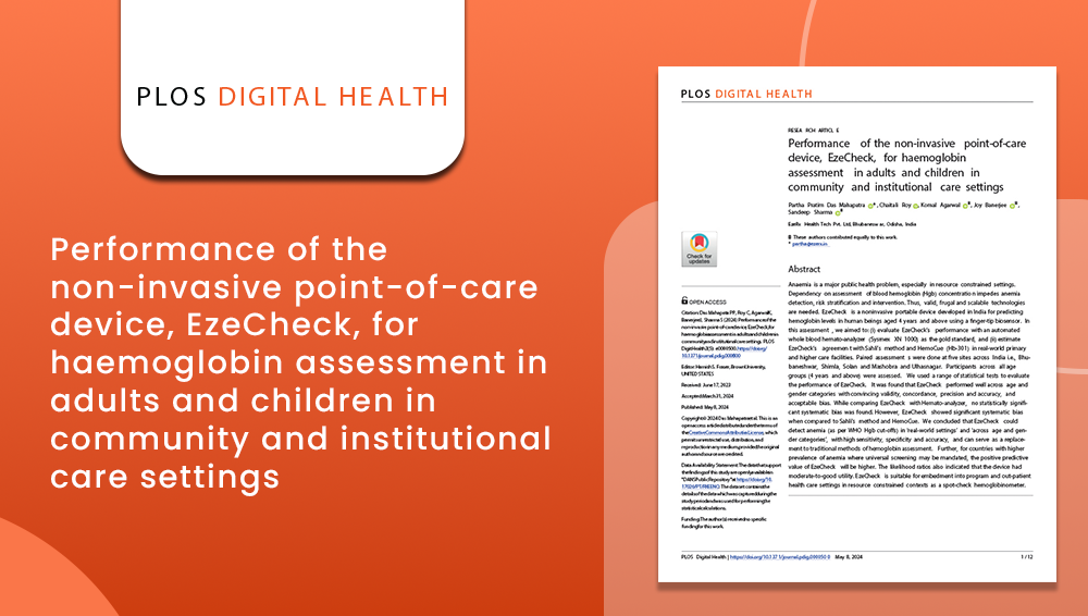 Performance of the non-invasive point-of-care device, EzeCheck, for haemoglobin assessment in adults and children in community and institutional care settings