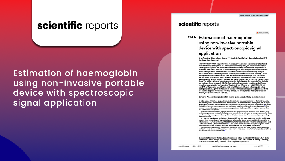 Estimation of haemoglobin  using non‑invasive portable  device with spectroscopic signal  application