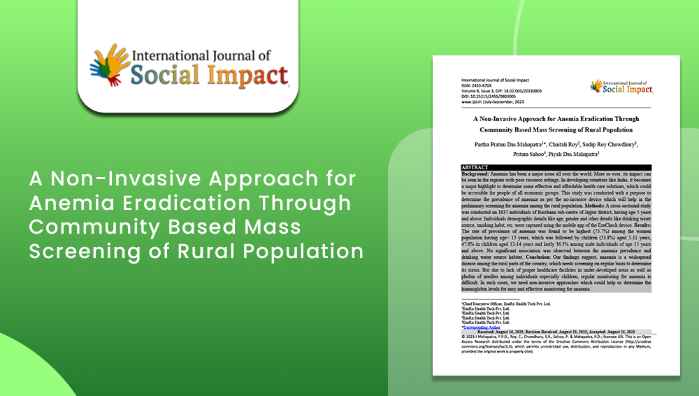A Non-Invasive Approach for Anemia Eradication Through  Community Based Mass Screening of Rural Population
