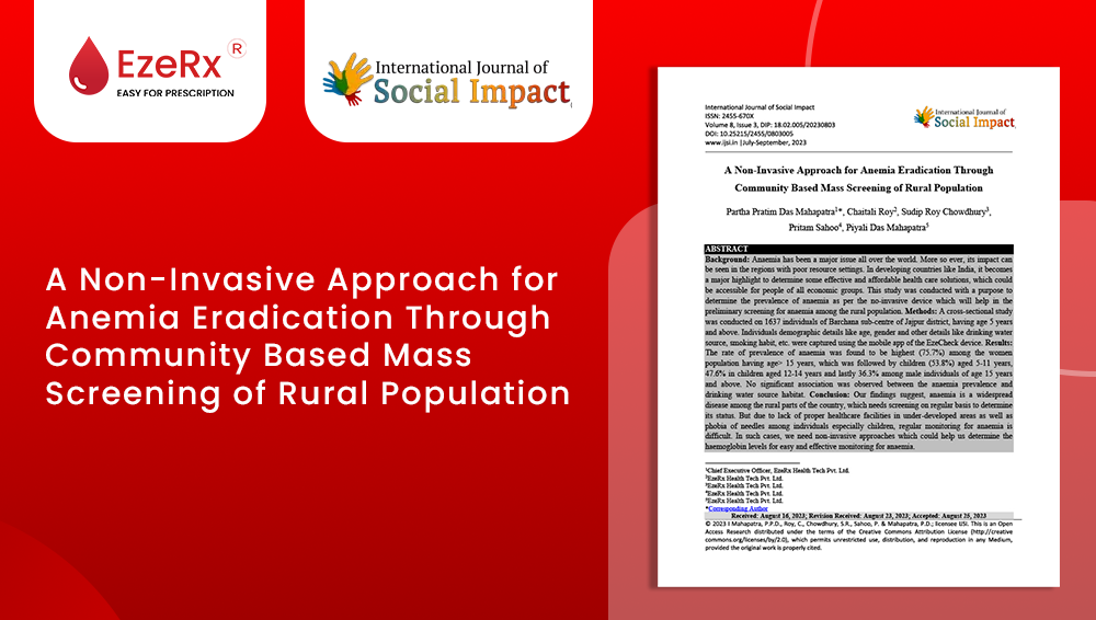 A Non-Invasive Approach for Anemia Eradication Through  Community Based Mass Screening of Rural Population